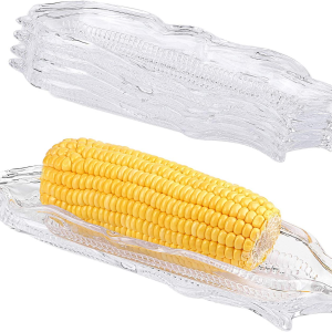 Breroa 6 Pack Transparent Corn Trays Plastic Cob Dinnerware Corn Dishes Service Tray